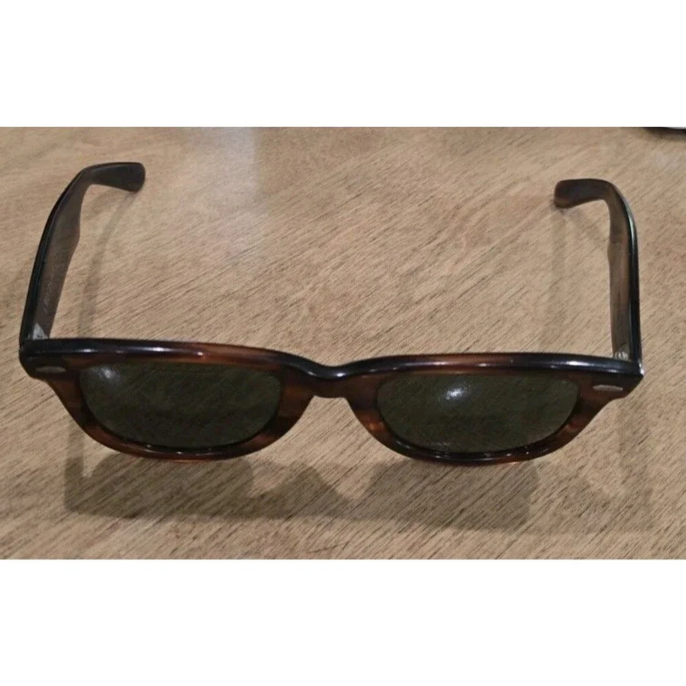 Vtg 60s 70s B&L 5024 Ray-Ban USA Wayfarer Mock Tortoise thick Frame Sunglasses
